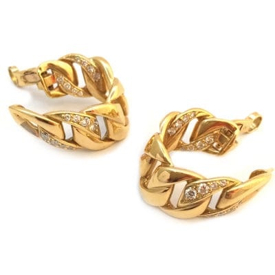 Earrings Cartier, “Bergame” model in yellow gold, diamonds. - . Görsel