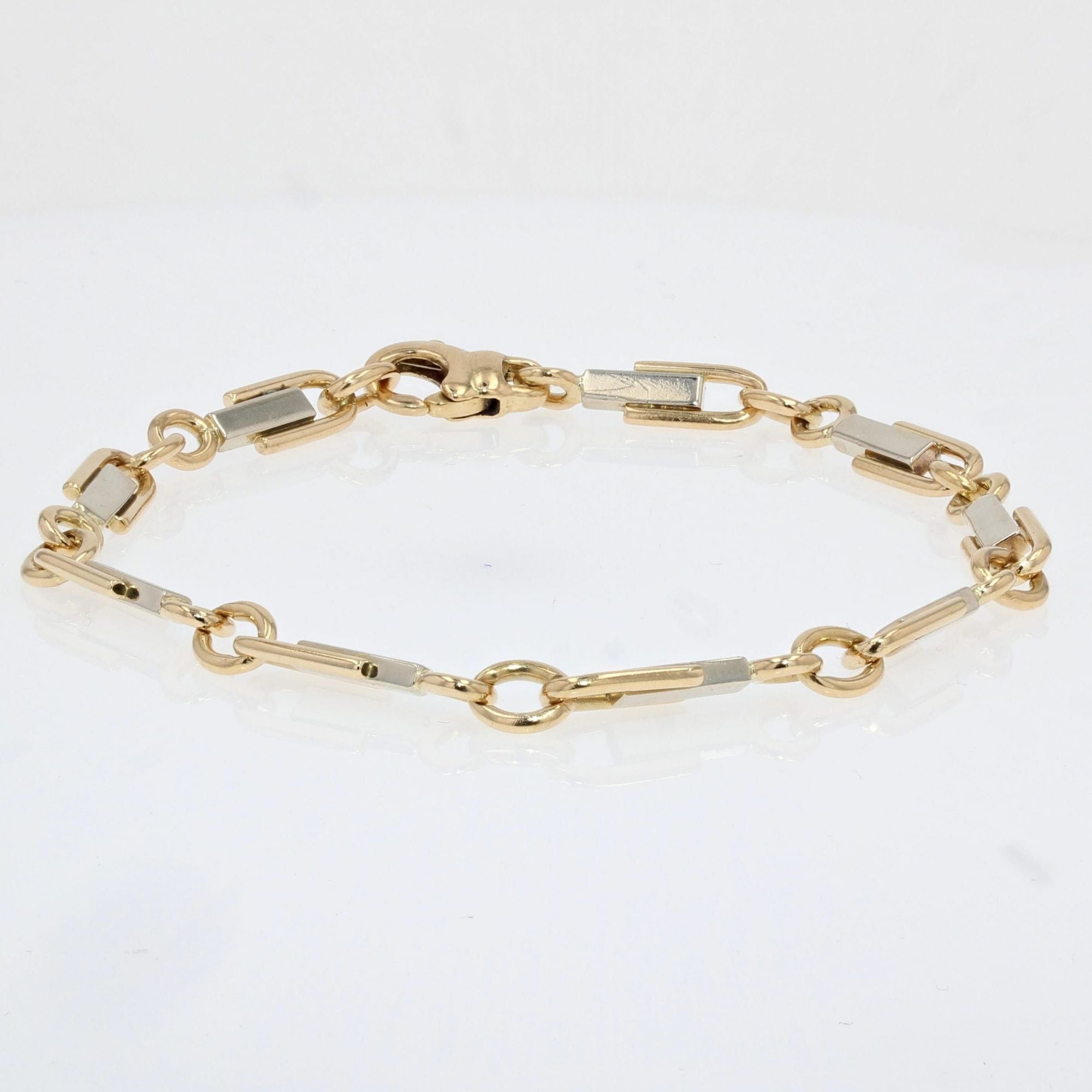 2 gold stirrup mesh bracelet - . Görsel