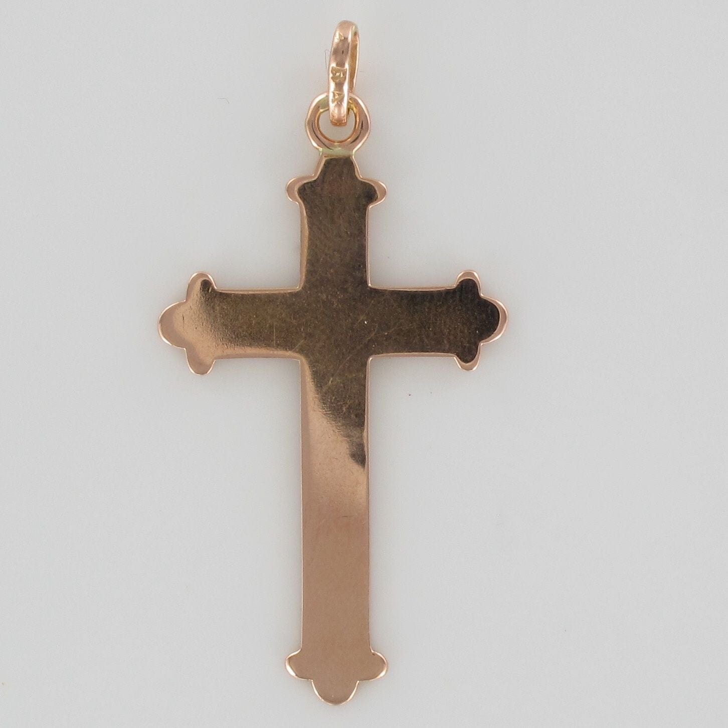 Old rose gold cross with floral carvings - . Görsel