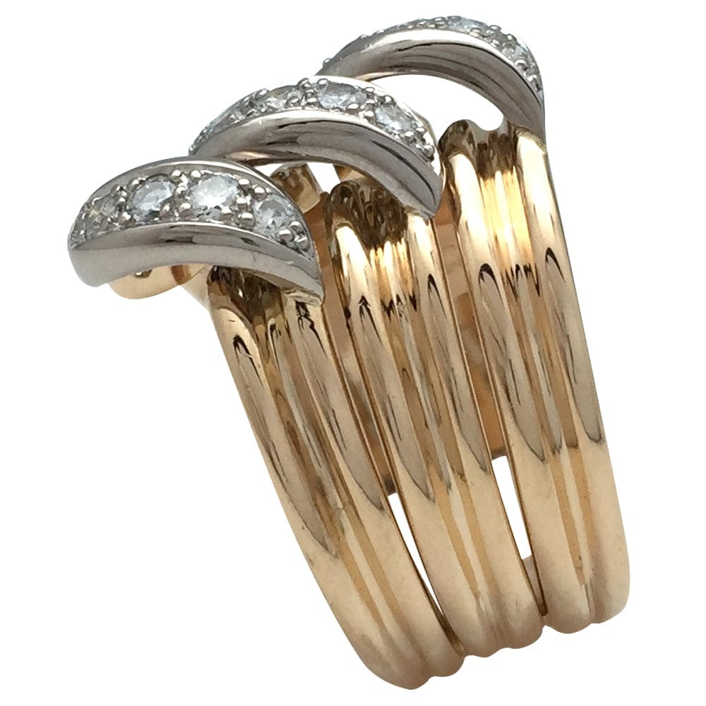 Ring Cartier “Trille” model in yellow and white gold, diamonds. - . Görsel