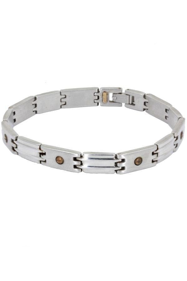 Men's gold and steel bracelet - . Görsel