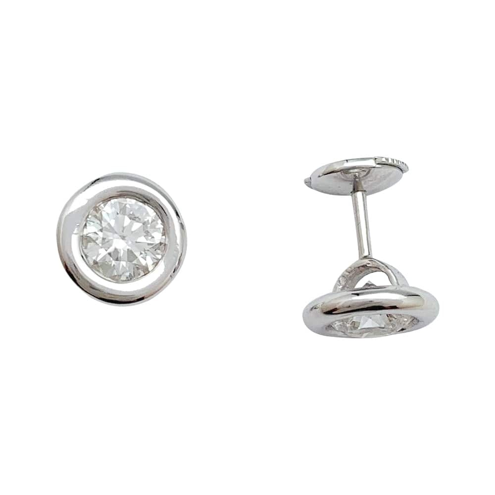 White gold earrings, two 1.01 carat diamonds. - . Görsel