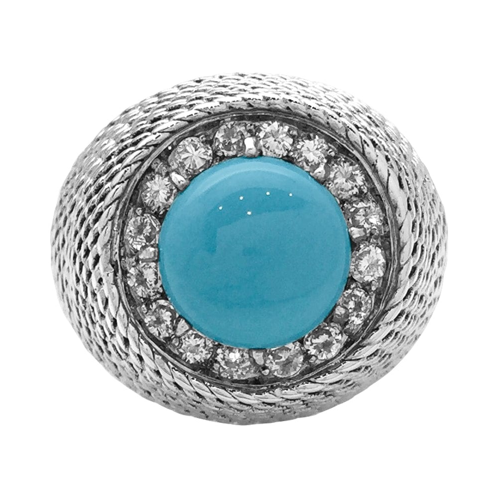 “Dôme” ring in white gold and turquoise cabochon. - . Görsel