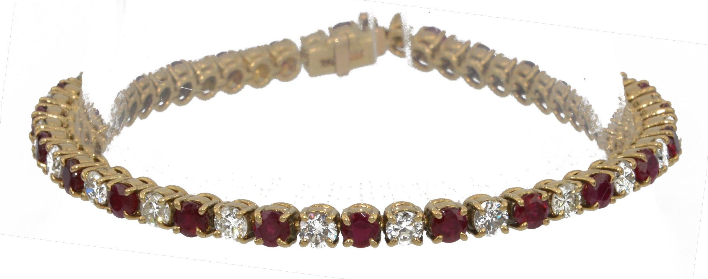 River bracelet - Yellow gold, diamonds and rubies - . Görsel