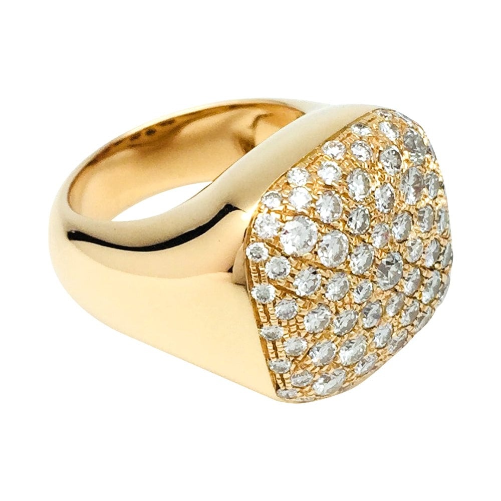 Yellow gold ring, paved with diamonds. - . Görsel