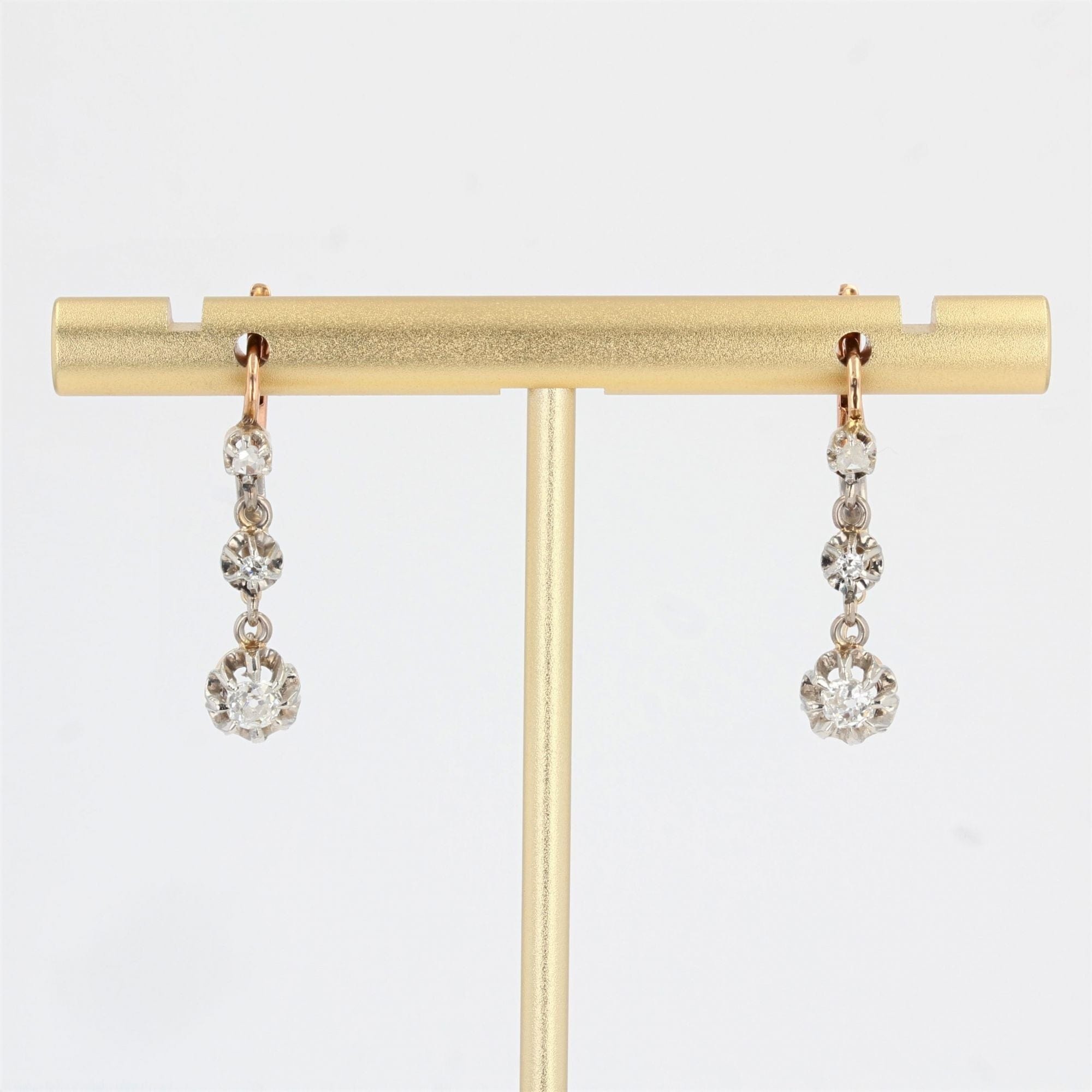Antique dangling diamond earrings - . Görsel
