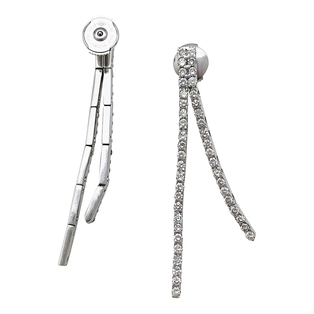 Diamond line earrings in white gold. - . Görsel
