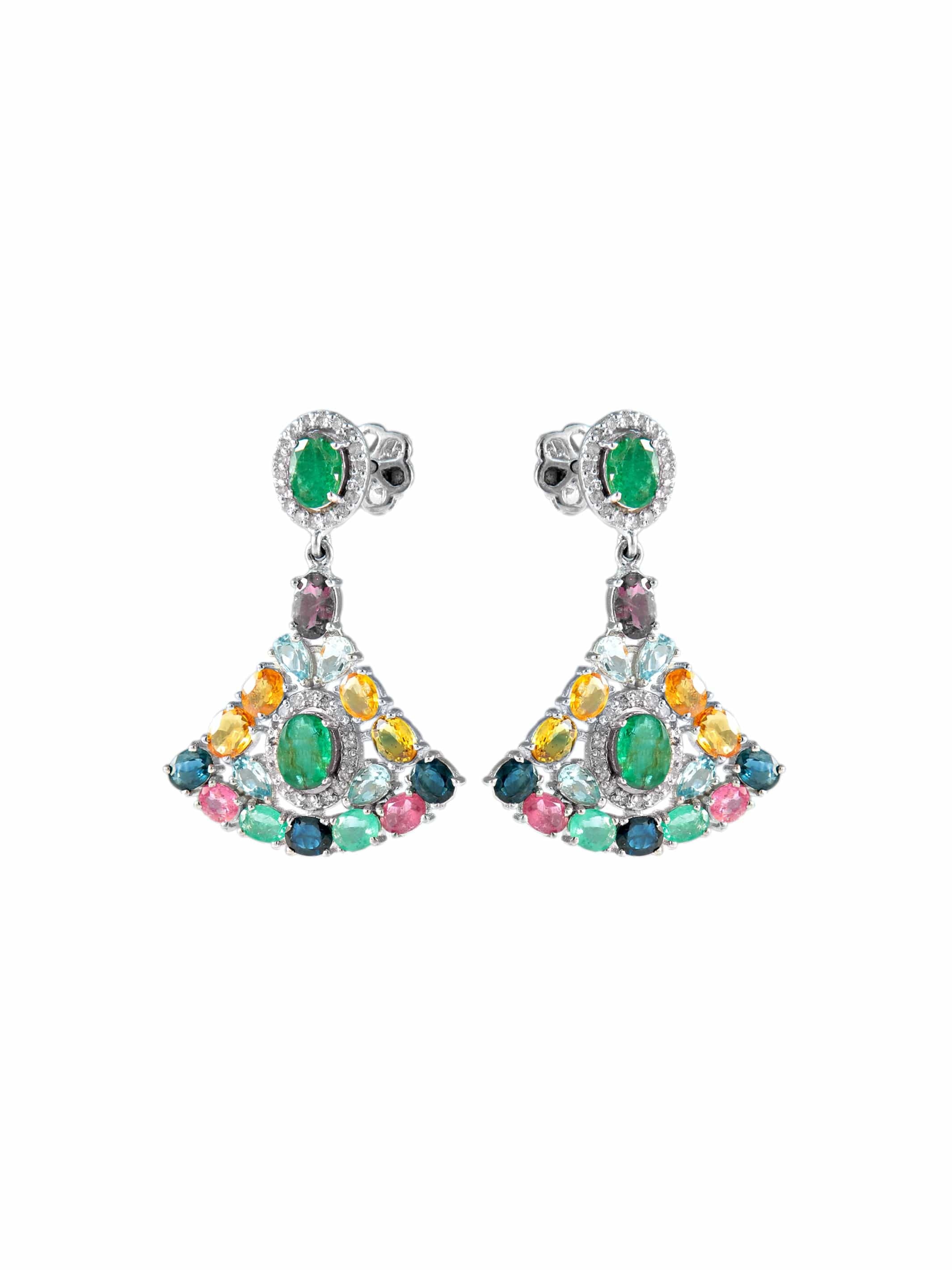 Gemstone fan earrings