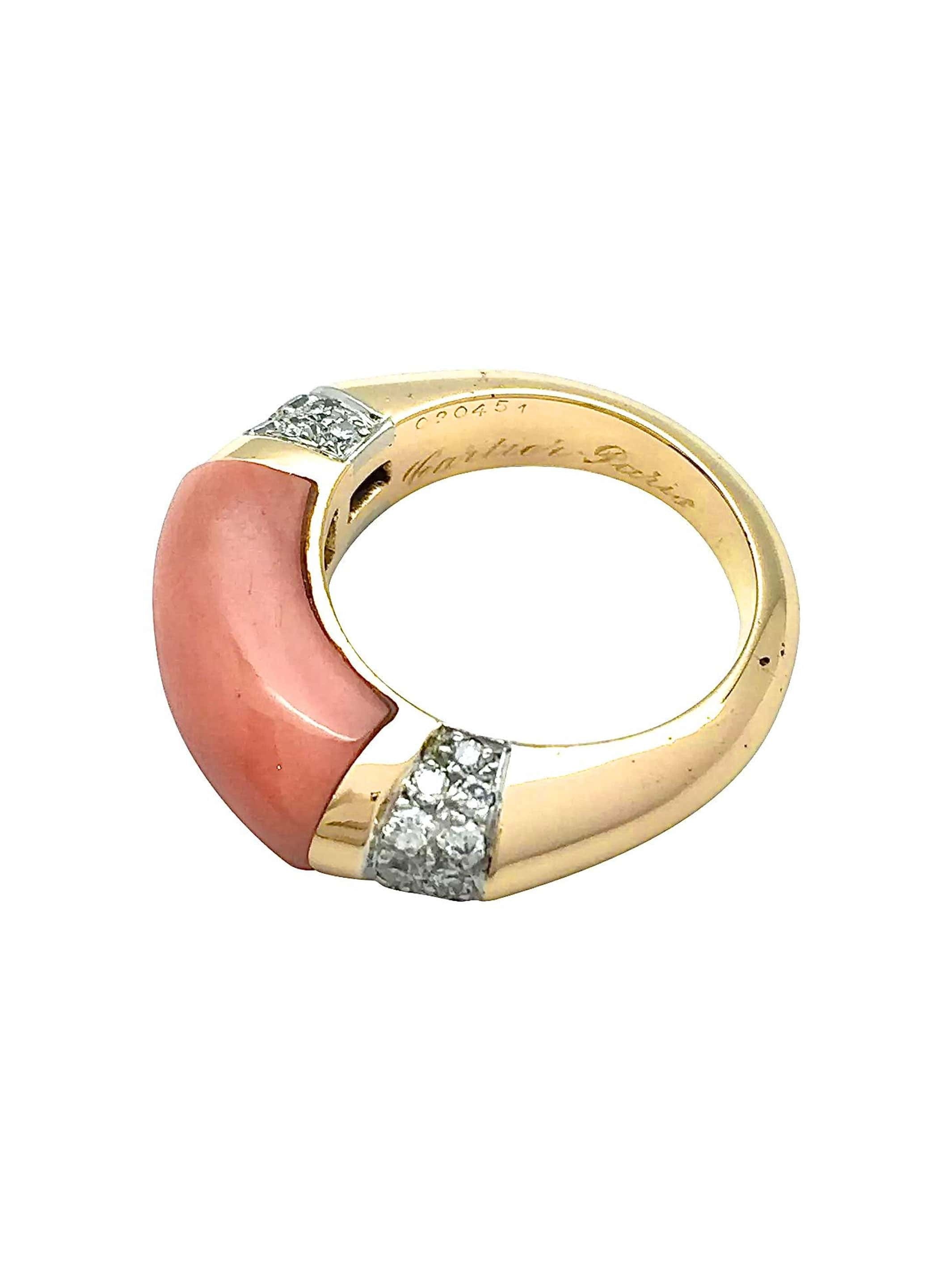 Ring Cartier yellow gold and platinum, coral, diamonds.