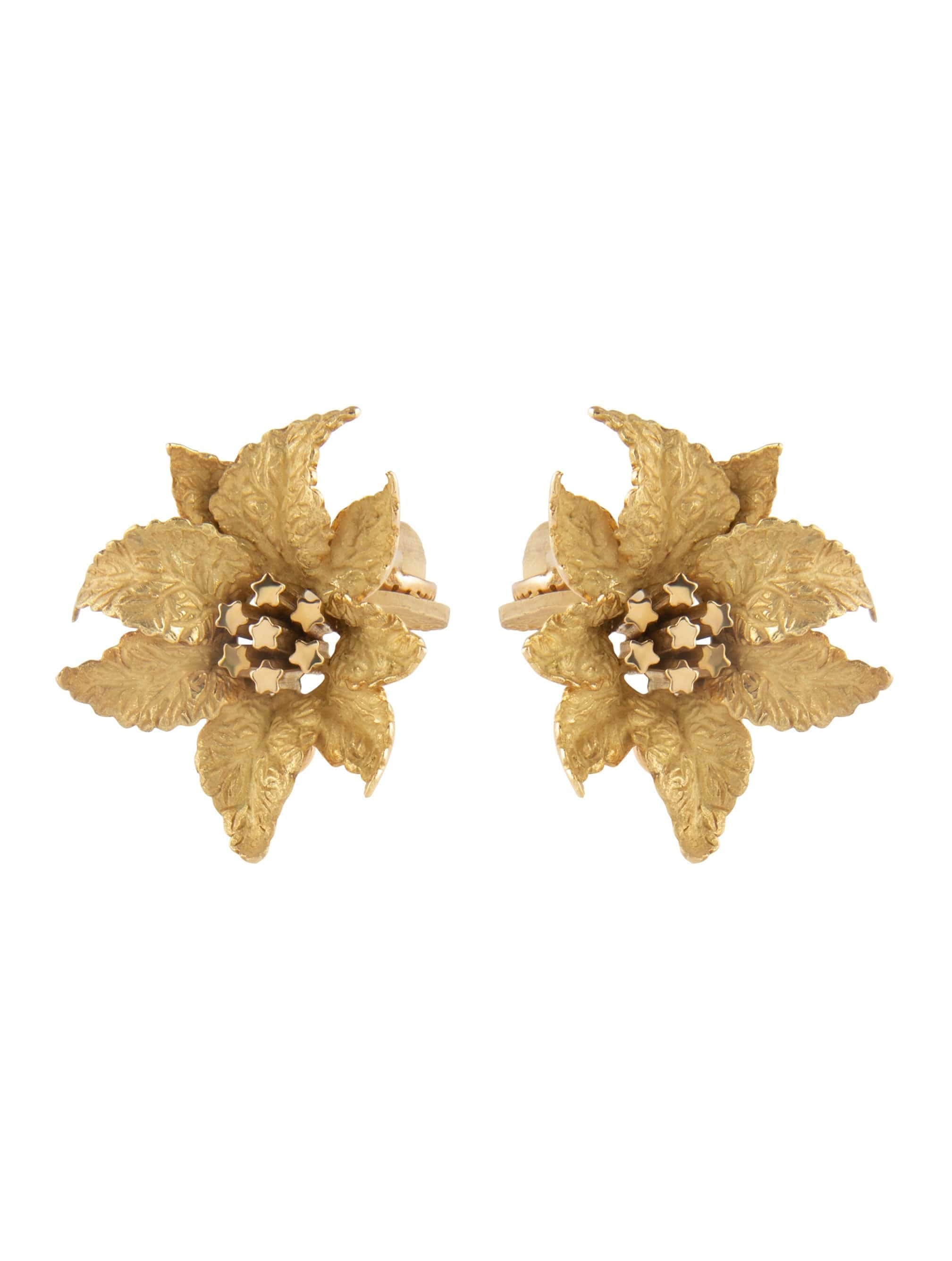 Hermès - Yellow Gold Flower ear clips