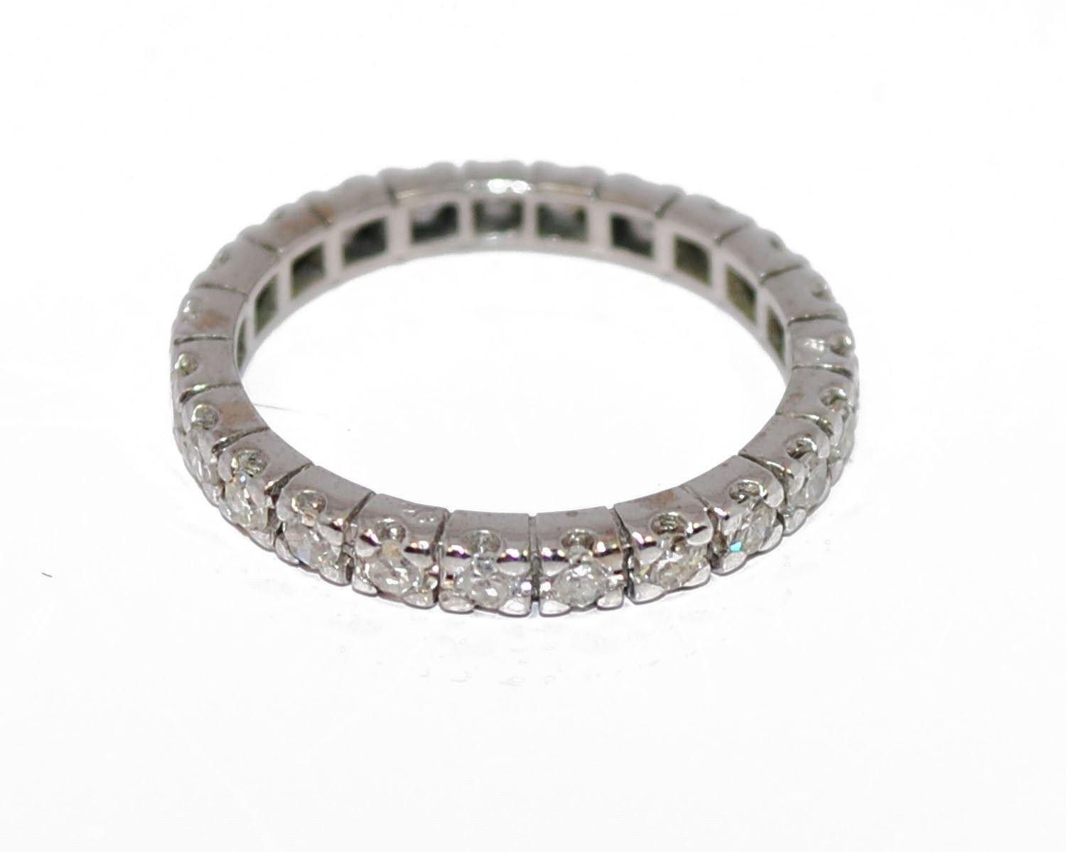American diamond wedding ring in white gold