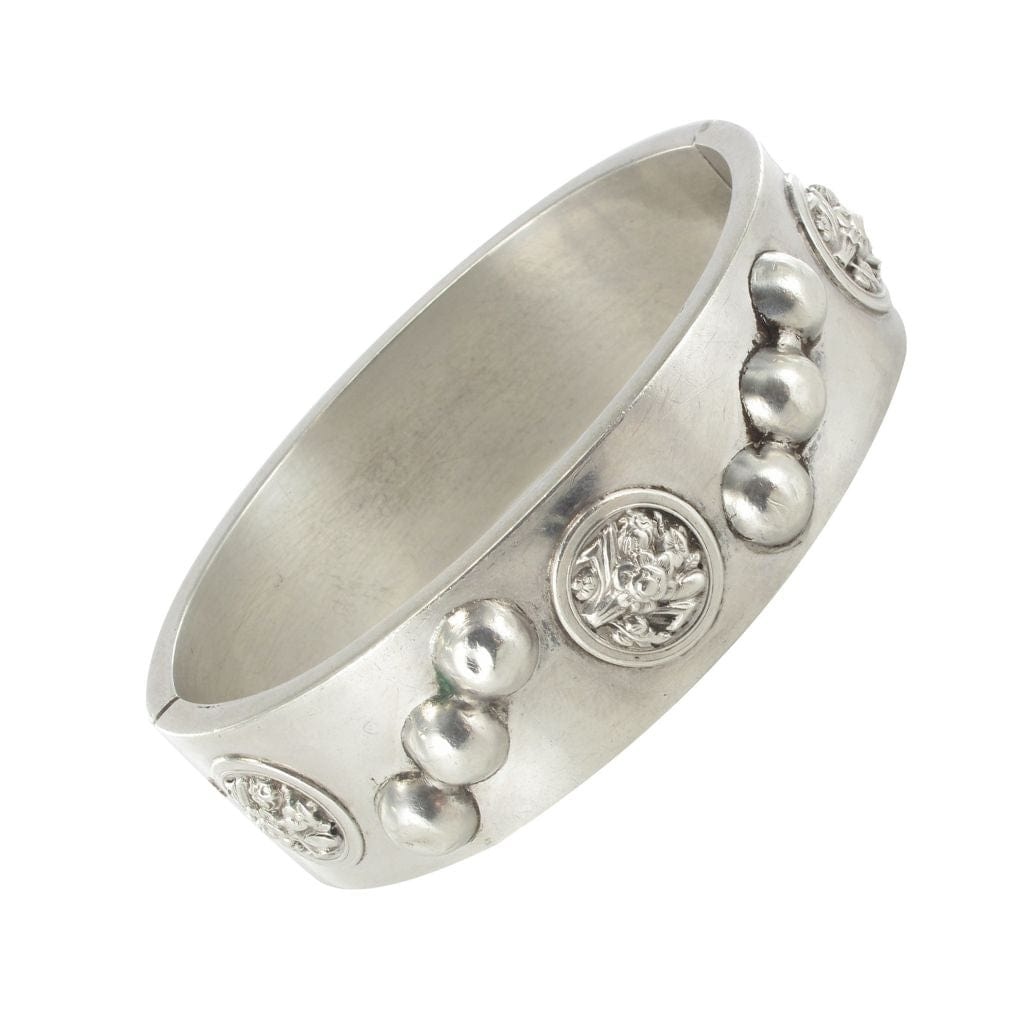 Old bangle bracelet silver decorated