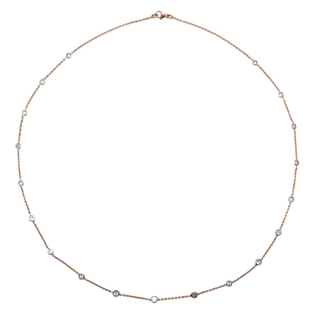 Gutter necklace in pink and white gold, diamonds.