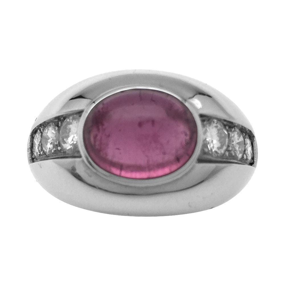 Ring in white gold, pink tourmaline and diamonds.