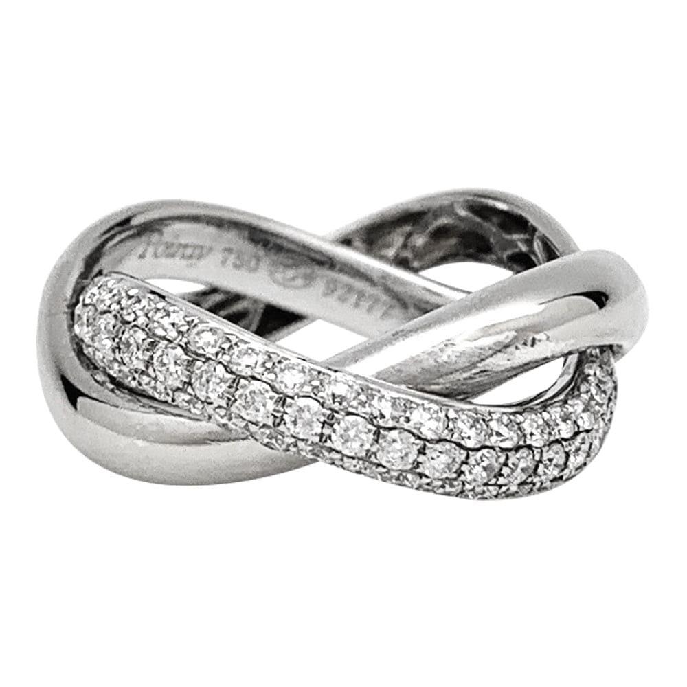 Poiray “Tresse” ring in white gold and diamonds.