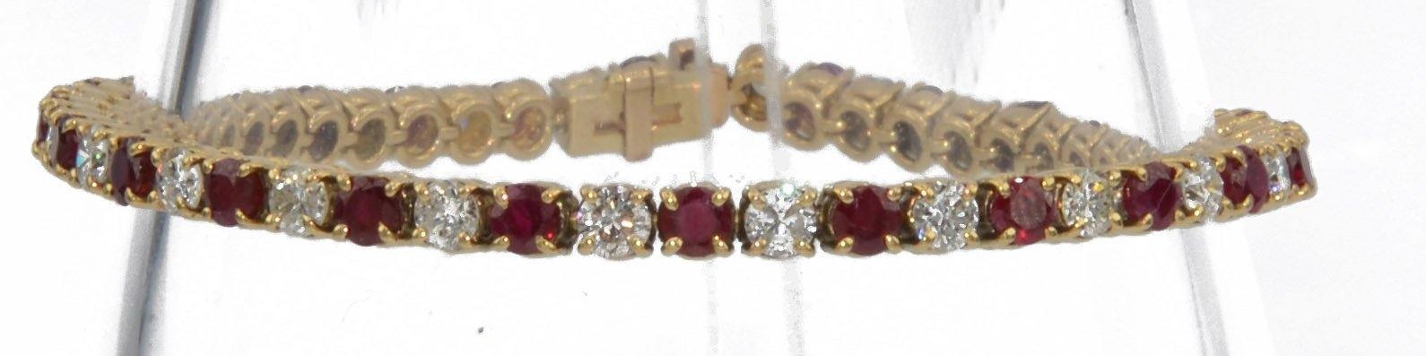 River bracelet - Yellow gold, diamonds and rubies