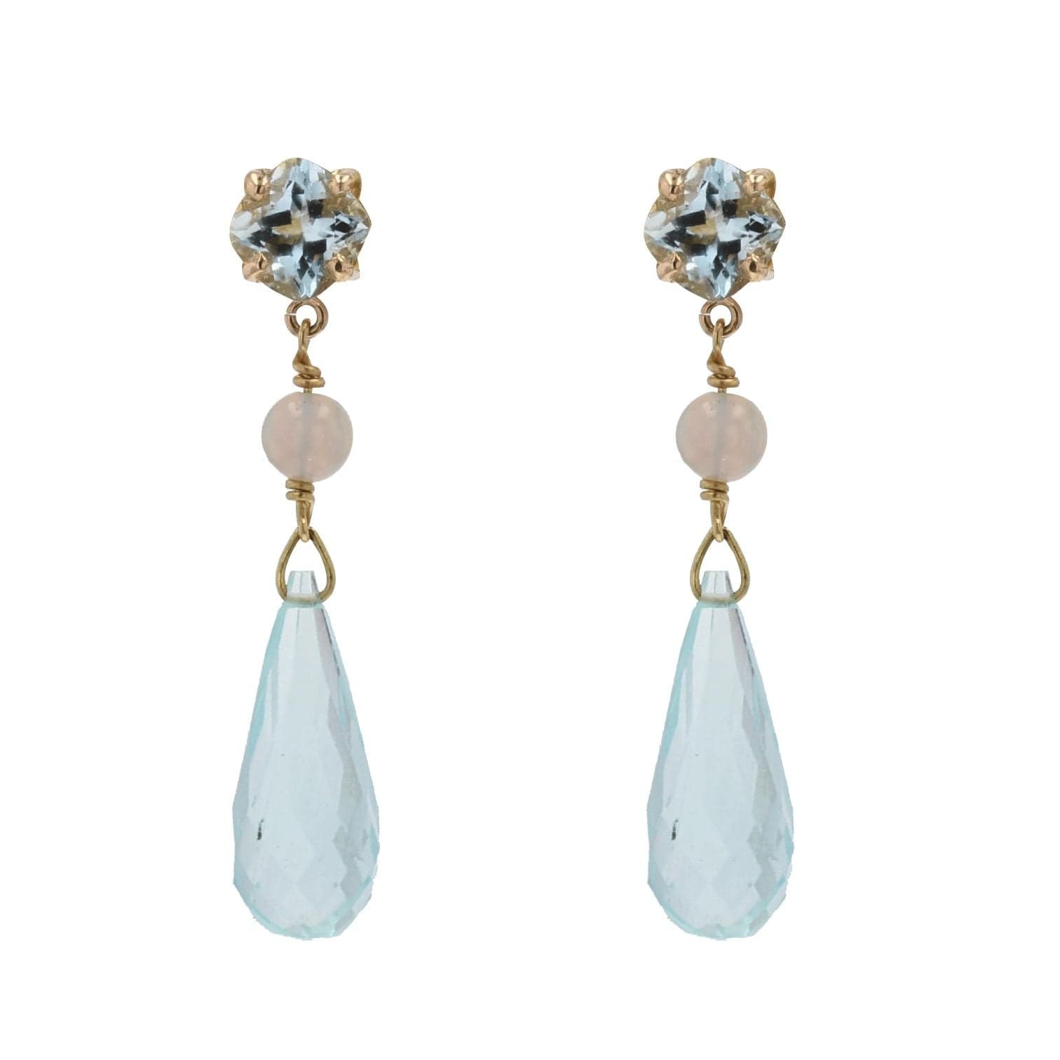 Aquamarine and opal drop earrings