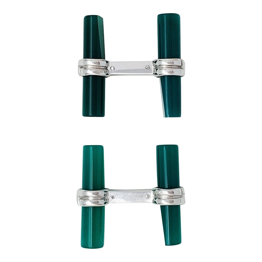 Cufflinks Boucheron in white gold, green agate and onyx.