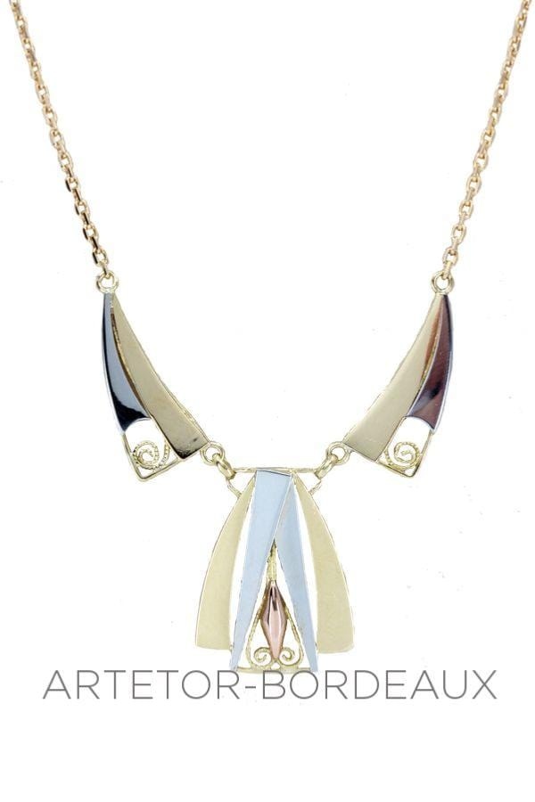 Art-deco necklace 3 golds