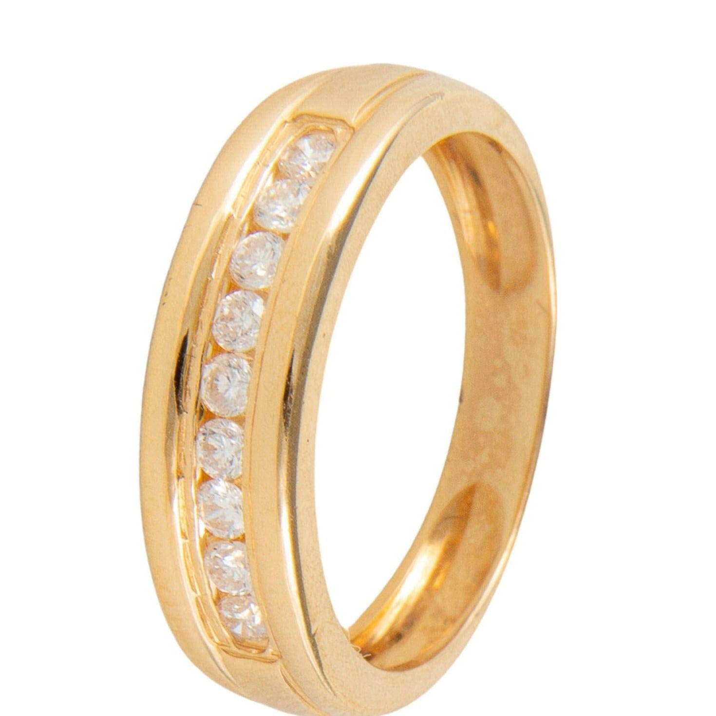 Yellow gold and diamond half wedding ring
