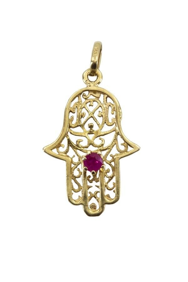 HAND OF FATMA RUBY PENDANT