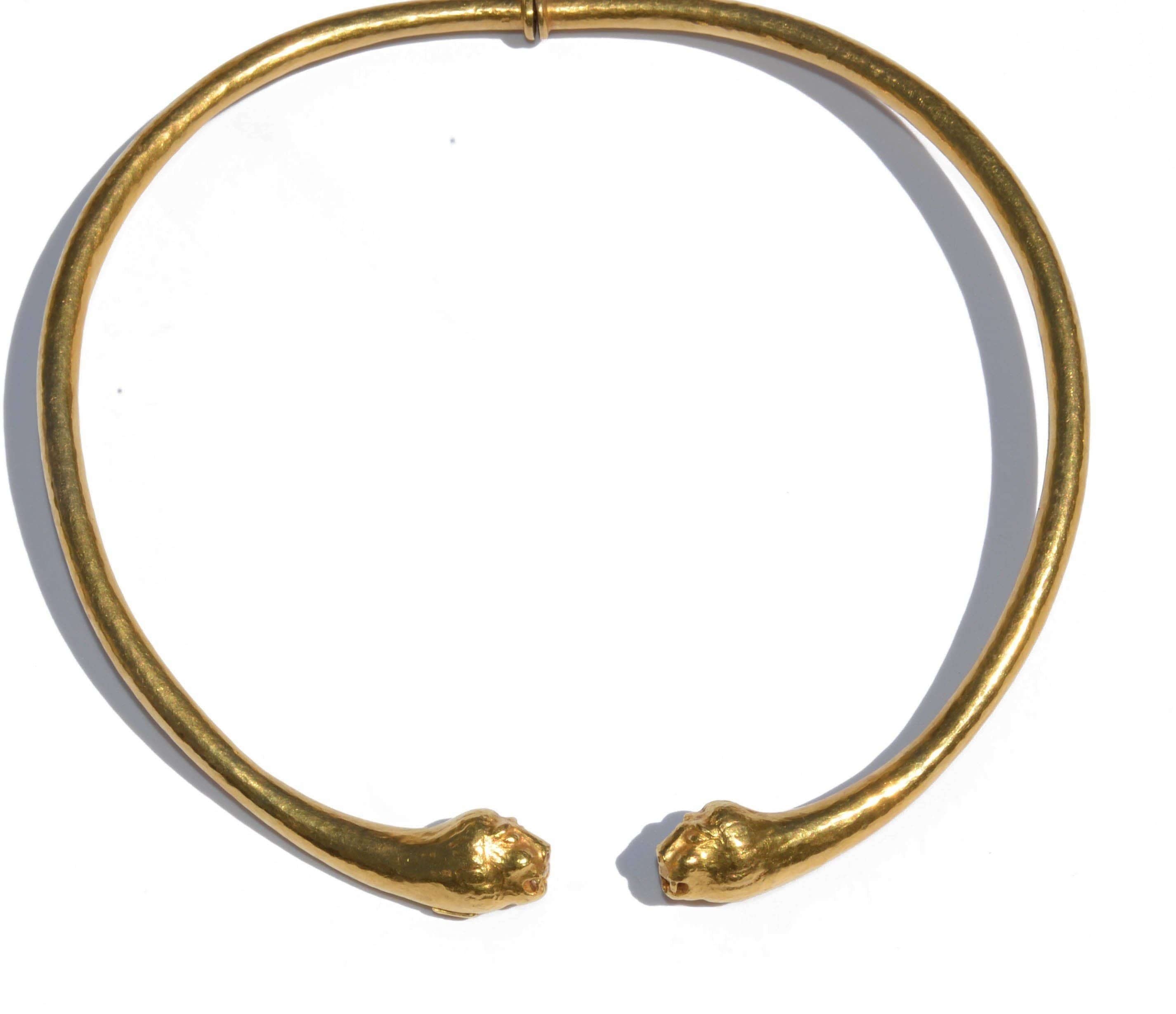 House torque necklace Zolotas in hammered yellow gold