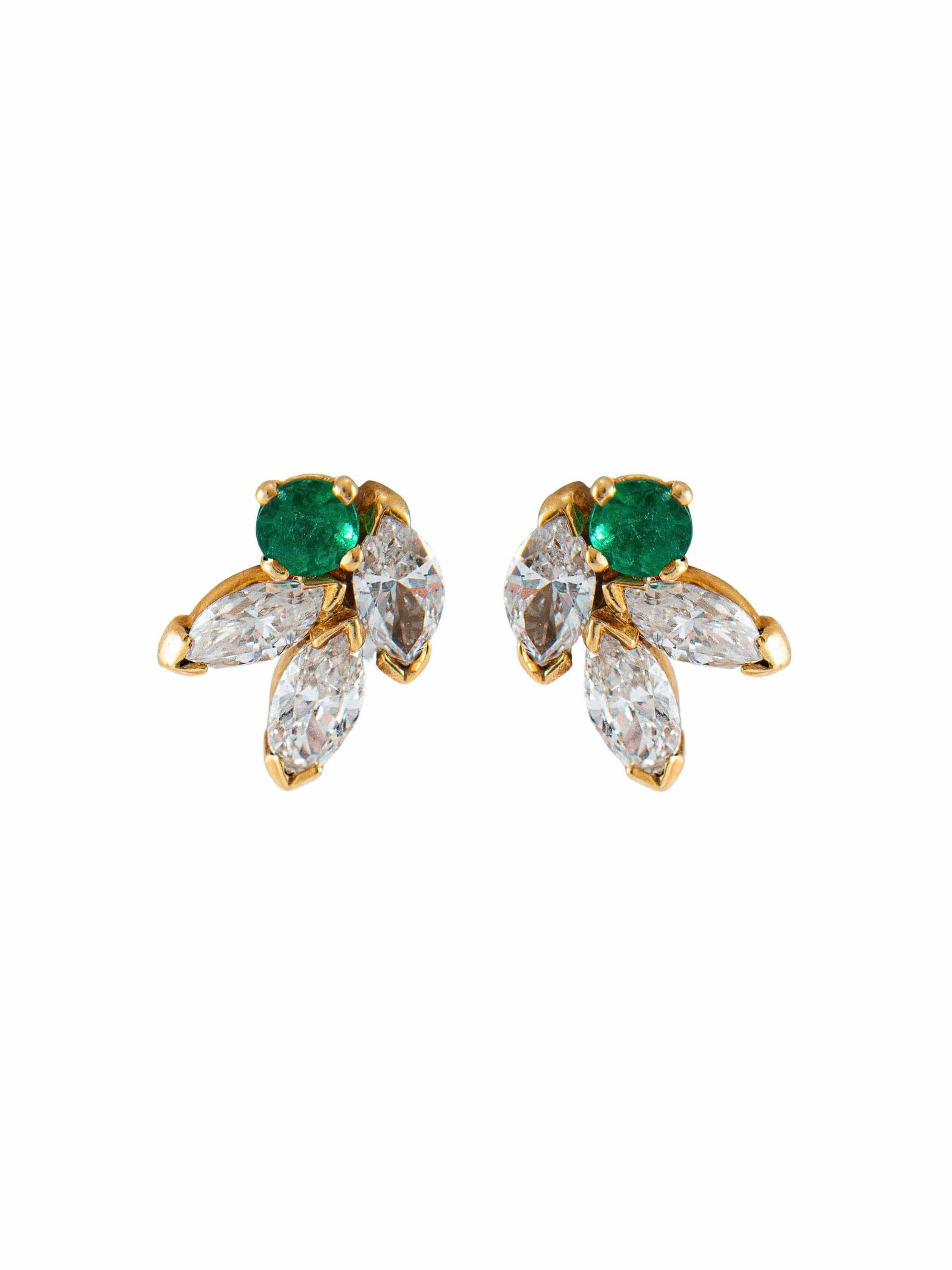 Emerald and diamond earrings