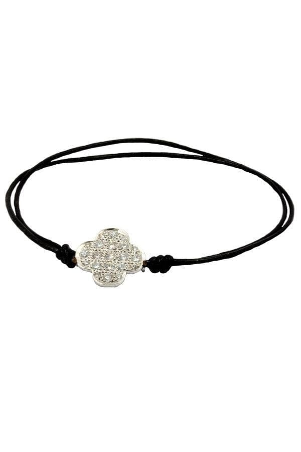 Diamond clover leather bracelet