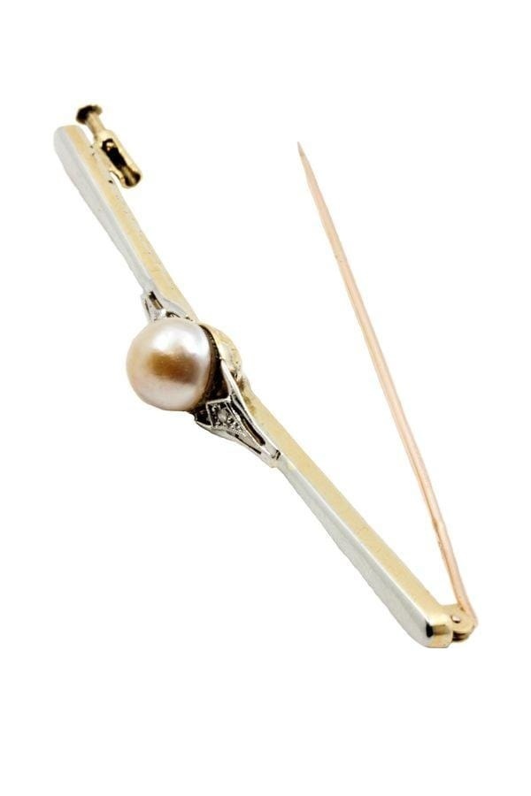Pearl and diamond pin brooch