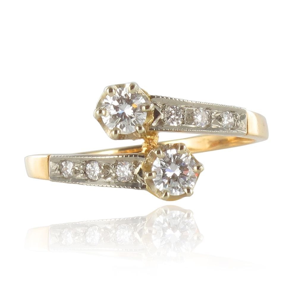 Diamond Ring Toi & Moi, yellow gold and platinum