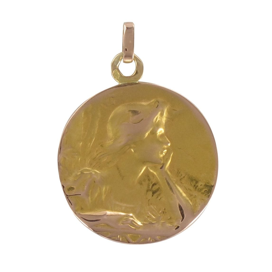 Old rose gold medal portrait of a woman