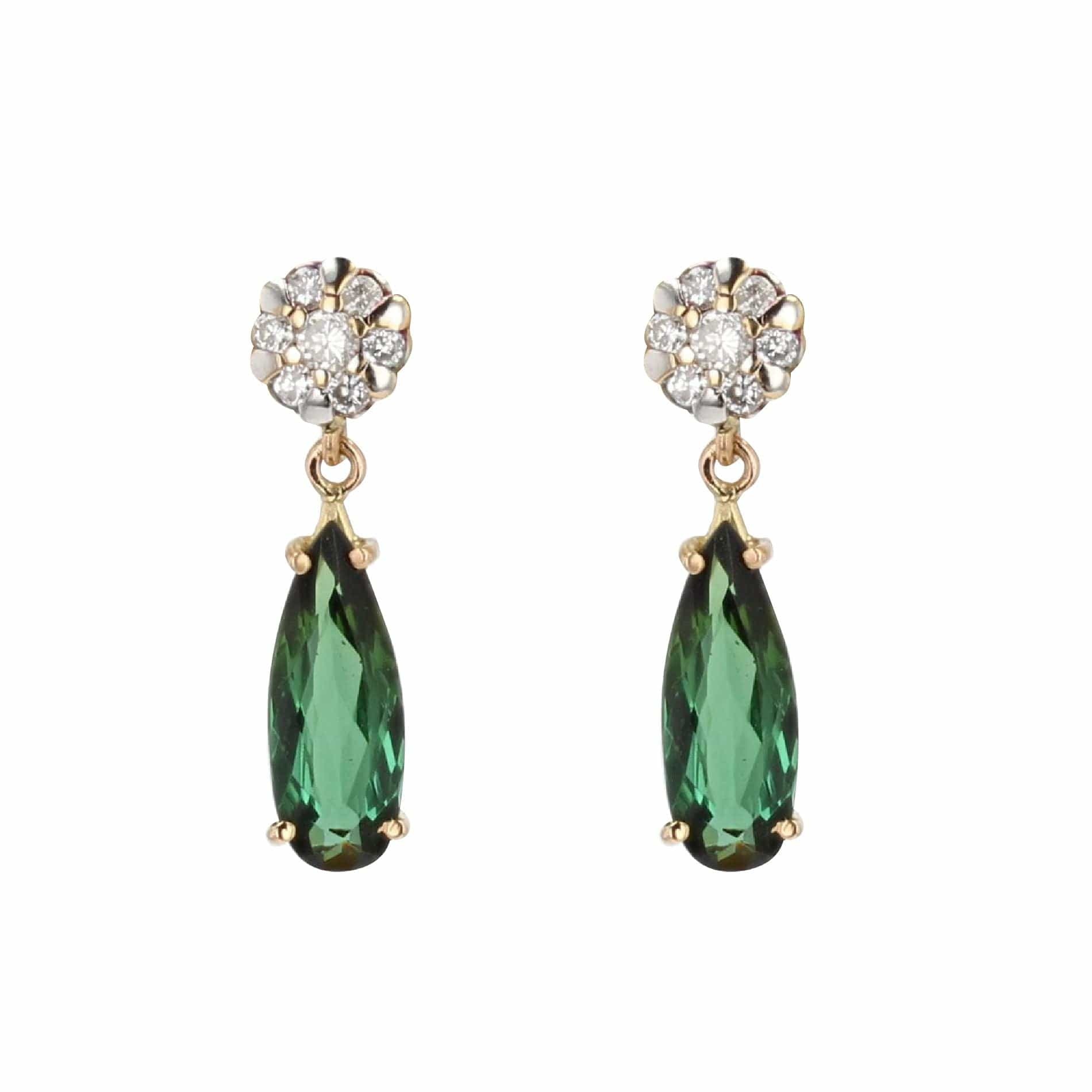 Tourmaline and diamond earrings