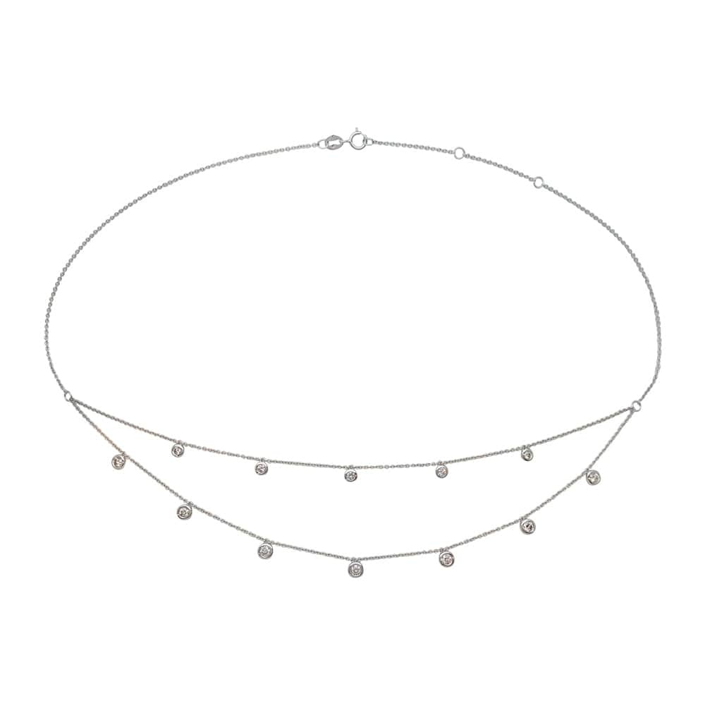 Drapery necklace in white gold and diamonds.