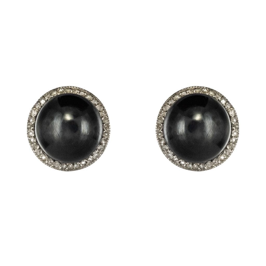 Hematite and diamond earrings