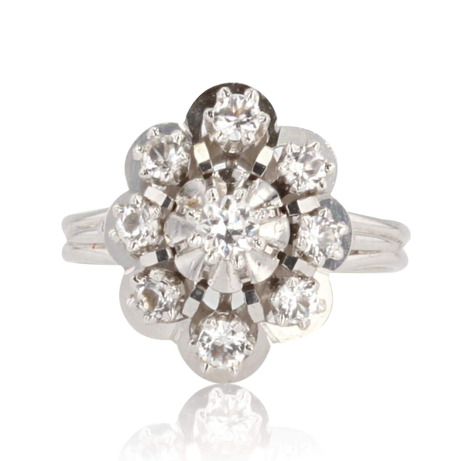 White gold ring with white sapphires