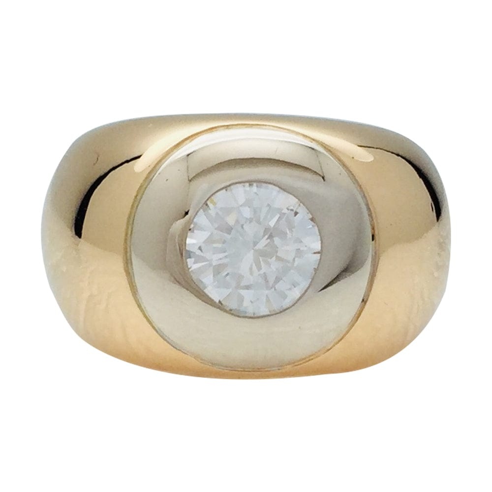 Domed two gold ring, 1.14 carat diamond.