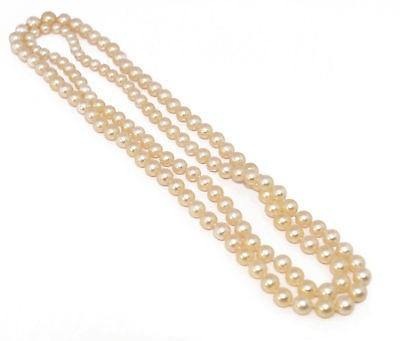 White Akoya Pearl Long Necklace - . Görsel
