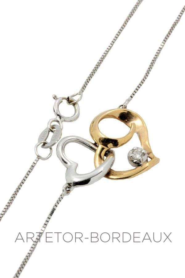 Heart diamond necklace - . Görsel