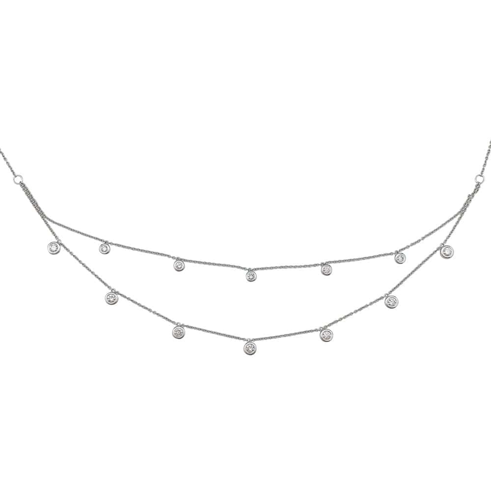 Drapery necklace in white gold and diamonds. - . Görsel