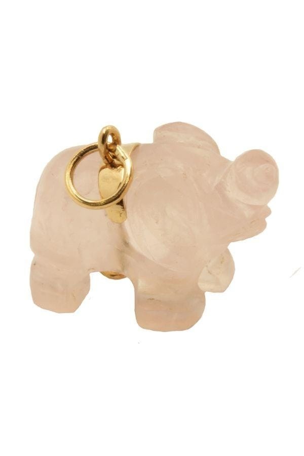 Rose quartz elephant pendant - . Görsel