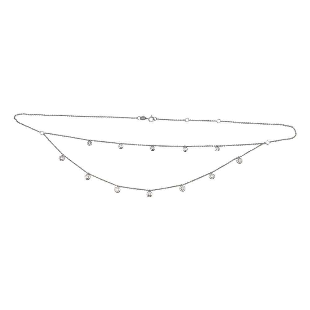 Drapery necklace in white gold and diamonds. - . Görsel