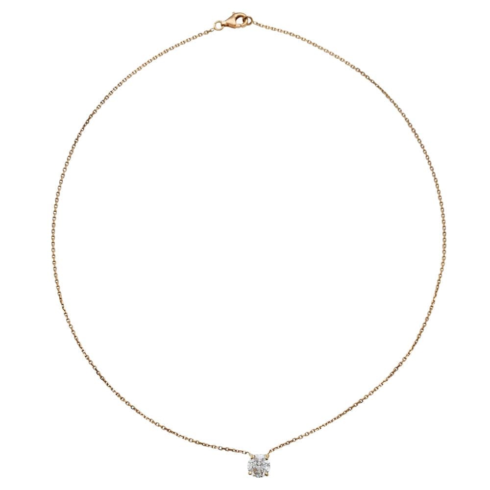 1.04 carat diamond solitaire necklace in rose gold. - . Görsel