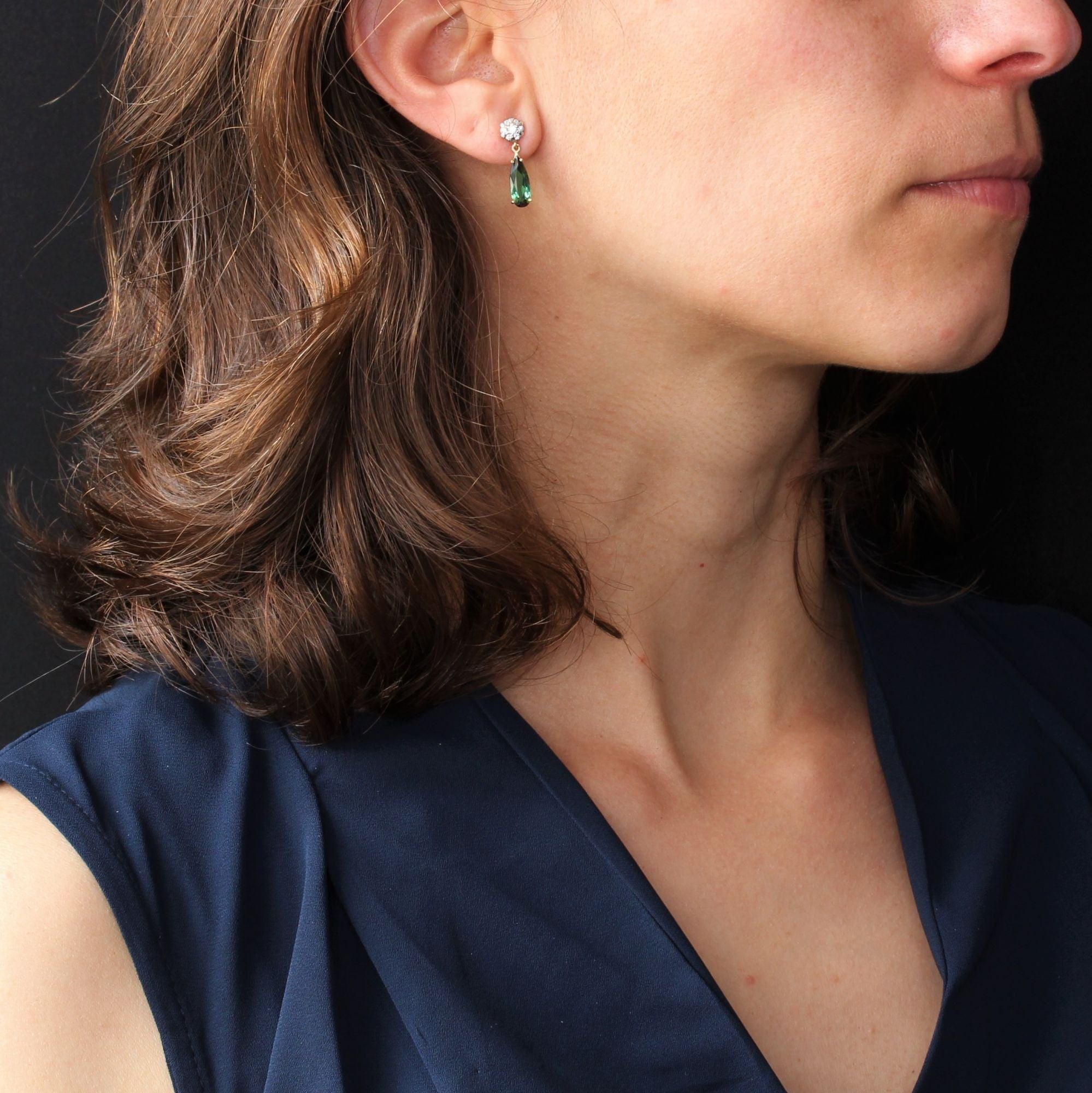 Tourmaline and diamond earrings - . Görsel