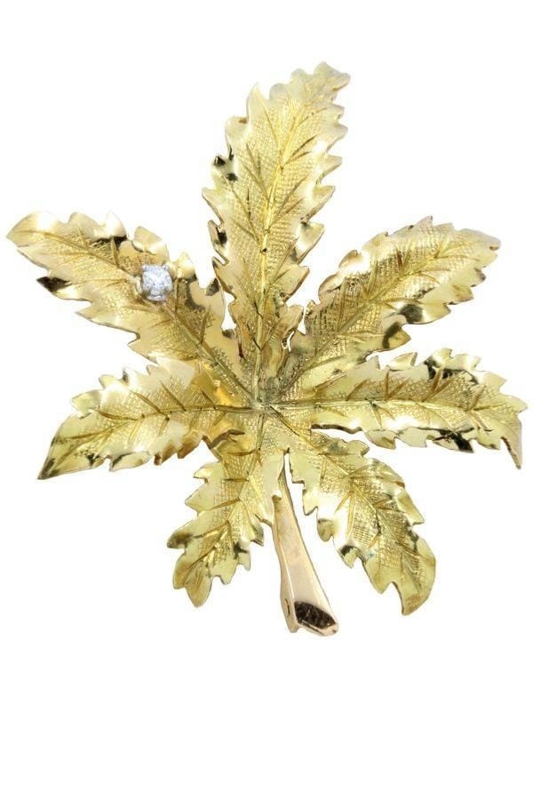 Diamond leaf brooch - . Görsel
