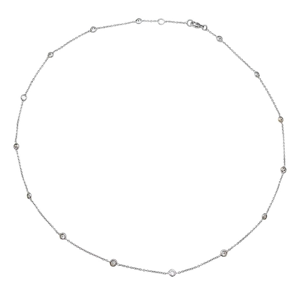 White gold gutter necklace set with 15 diamonds. - . Görsel