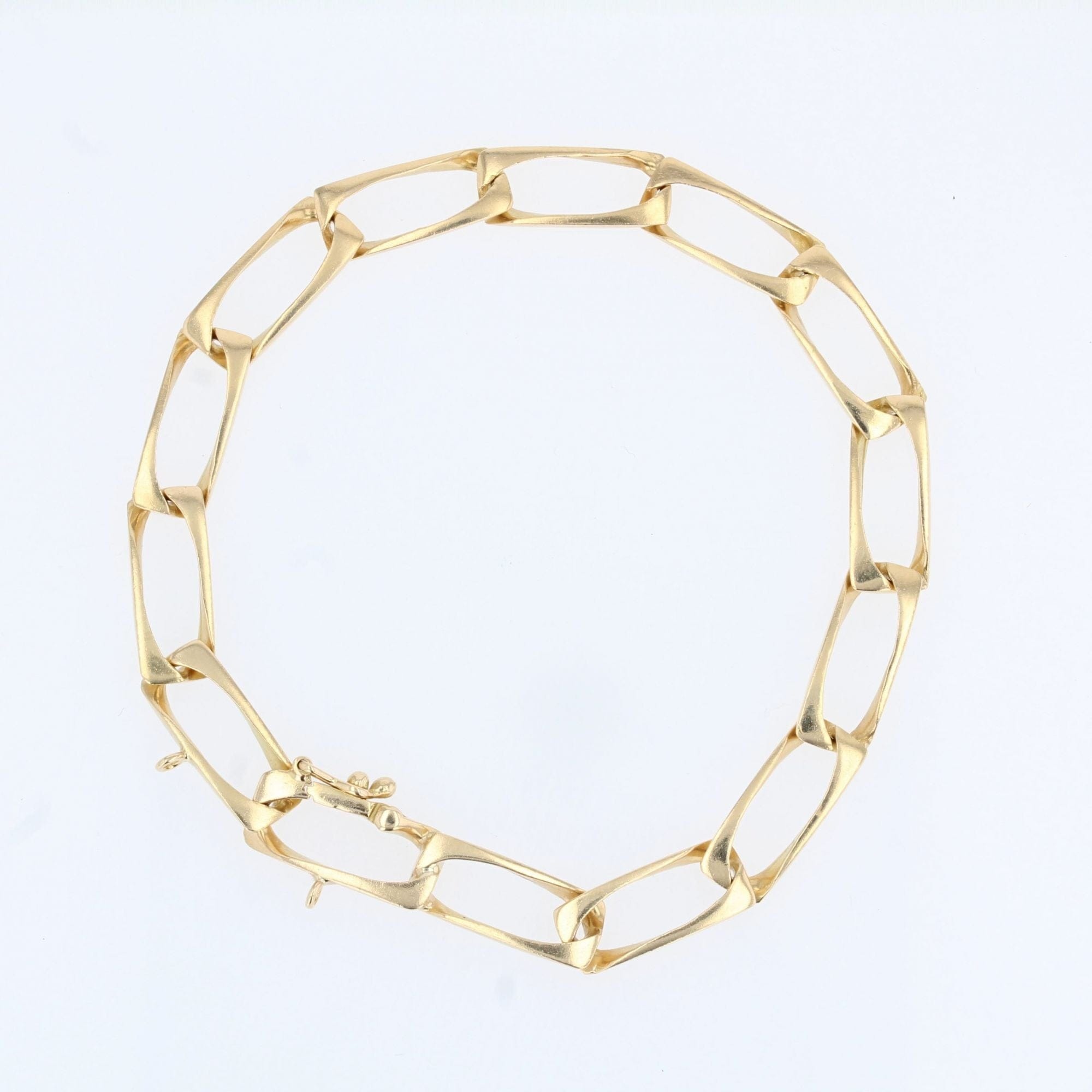 Yellow gold bracelet with rectangular links - . Görsel