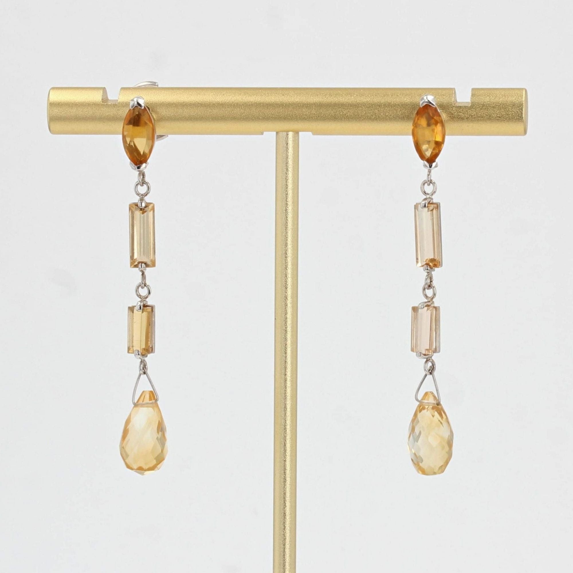 Citrine dangling creation earrings - . Görsel