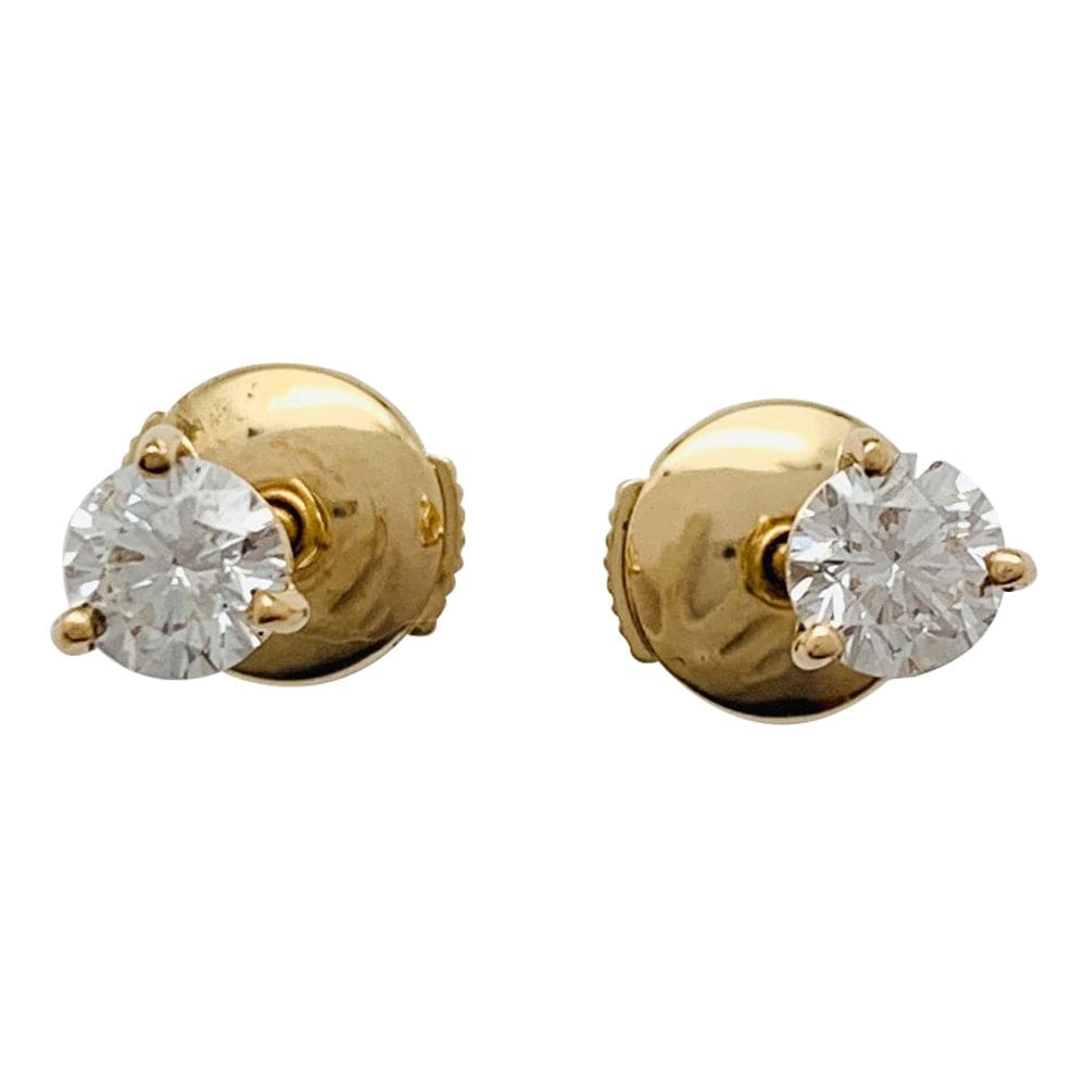 Yellow gold earrings, diamonds. - . Görsel