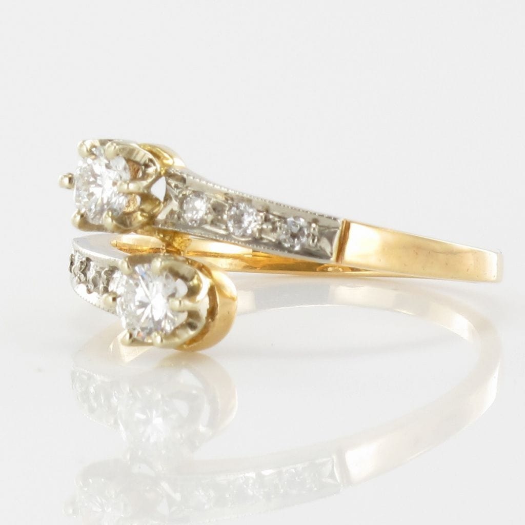 Diamond Ring Toi & Moi, yellow gold and platinum - . Görsel