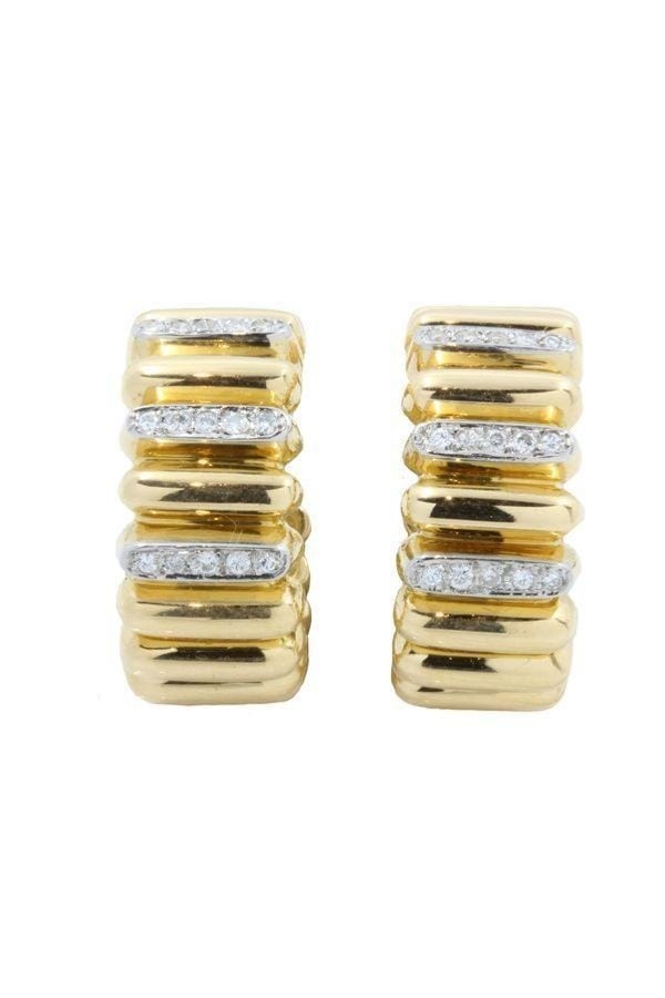 Diamond gadroon hoop earrings - . Görsel